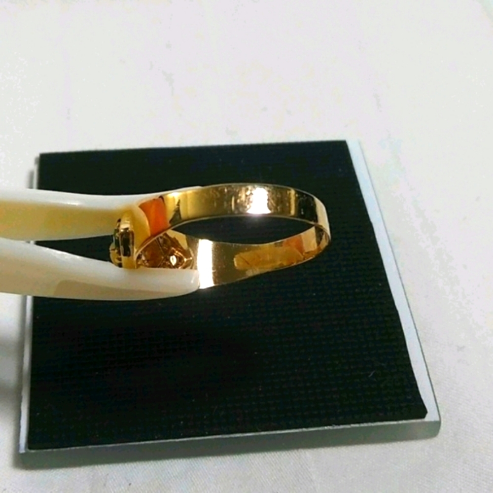 🌟18K Gold Ring Green Stones Princess Cut - Picture 4 of 7